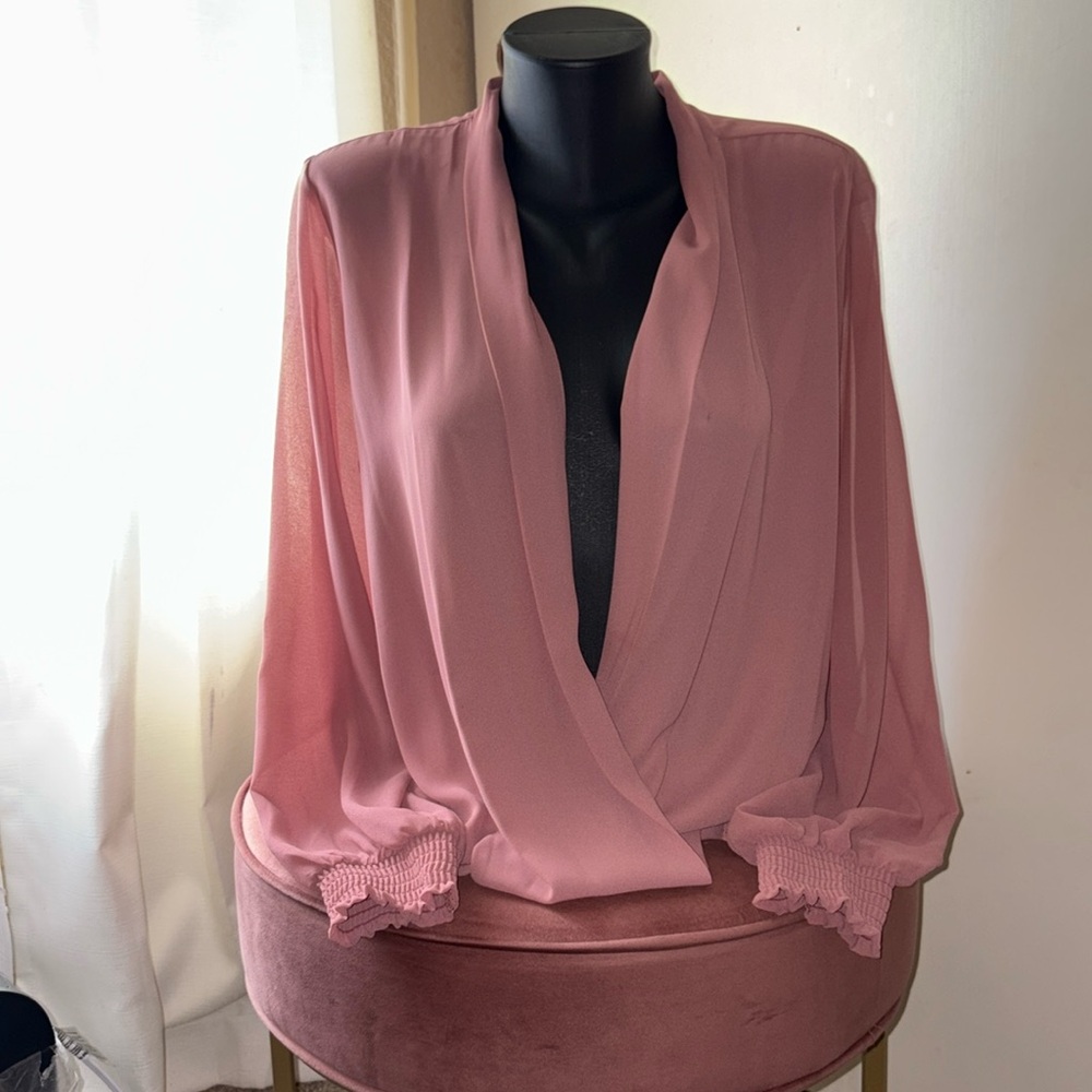 Pleione Dusty Rose Wrap Blouse
